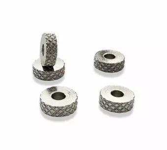 Charm Beads Intercalaire Rondelle Ribbed in Silver Stainless Steel 6mm x 50