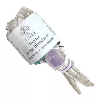White Sage Torch Lavender with Amethyst 25-30g 11cm