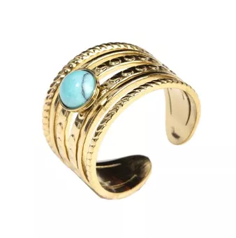 Gold Stainless Steel Ring Turquenite A adjustable