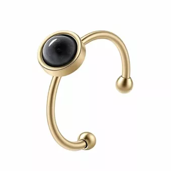 Larvikite Ring – Gold-plated stainless steel