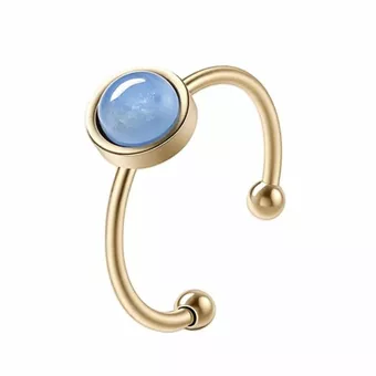 Blue Kyanite Ring A in Gold Stainless Steel 6 mm
