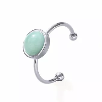Green Aventurine Ring – Silver Stainless Steel