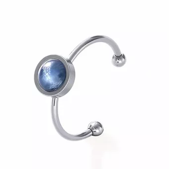 Adjustable Silver Stainless Steel Ring with Blue Kyanite A 6mm