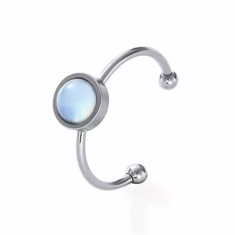 Aquamarine Ring A in Silver Stainless Steel 6 mm
