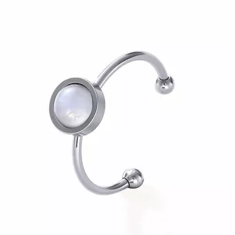 White Moonstone Ring – Silver Stainless Steel