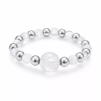 Rock Crystal Silver Bead Ring
