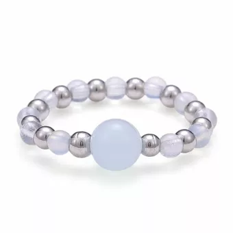 Silver Pearl Ring with Aquamarine