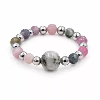 Silver Pearl Ring with Multicolored Tourmaline
