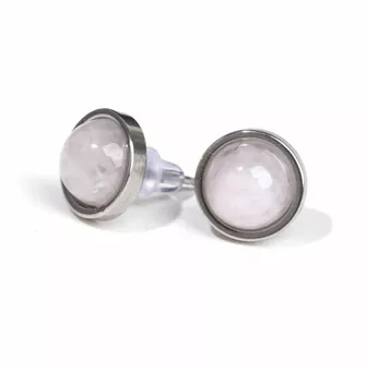Rose Quartz Round Stud Earrings A 10 mm