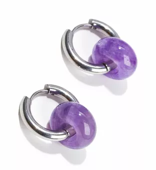 Hope Silver Earrings in Amethyst Stainless Steel A 18mm