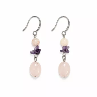 Earrings – Heated Citrine, Amethyst & Rose Quartz