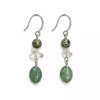 Green Zebra Jasper, Clear Quartz & Green Aventurine Earrings