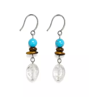 Earrings – Turquenite, Tiger's Eye & Rock Crystal