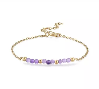 Faceted Amethyst Bracelet A – Gold Stainless Steel