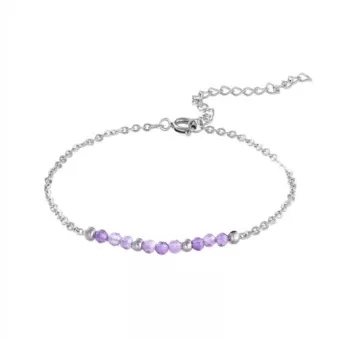 Faceted Amethyst Bracelet – Silver Stainless Steel