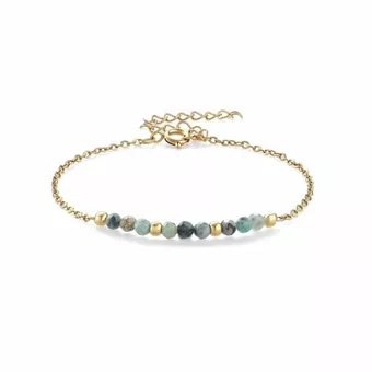 Faceted Natural African Turquoise Bracelet A – Gold Stainless Steel
