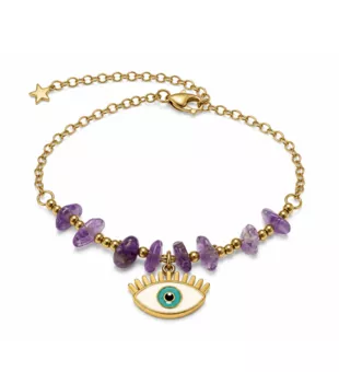 Amethyst AA Protection Bracelet – Evil Eye