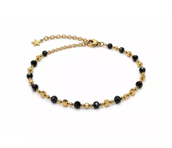 Black Spinel A Energy Bracelet – Gold Beads