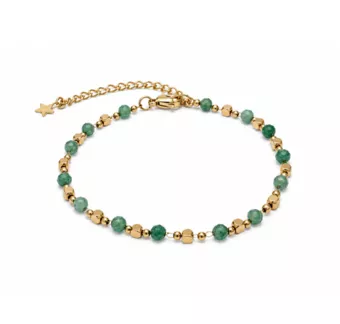 Green Aventurine A Energy Bracelet – Gold Beads