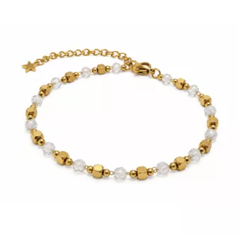 Rock Crystal AA Energy Bracelet – Gold Beads