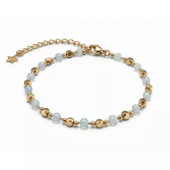 Aquamarine AA Energy Bracelet – Gold Beads