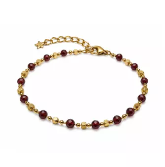 Garnet AA Energy Bracelet – Gold Beads