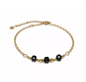 Black Tourmaline A Lucky Bracelet – Faceted Square Beads