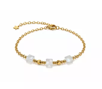White Moonstone AA Lucky Bracelet – Faceted Square Beads