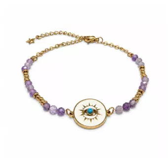Amethyst A+ Protection Bracelet – Protective Eye Medallion