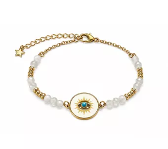 White Moonstone A Protection Bracelet – Protective Eye Medallion