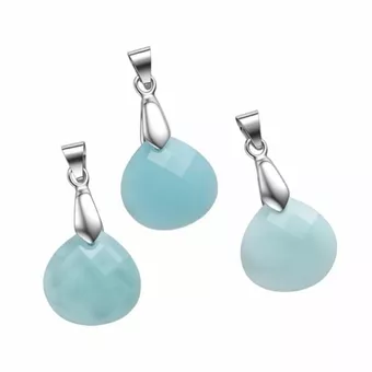 Amazonite Faceted Flat Drop Pendant – Set of 3
