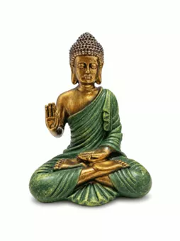 Green Resin Abhaya Buddha Statue, 13 cm