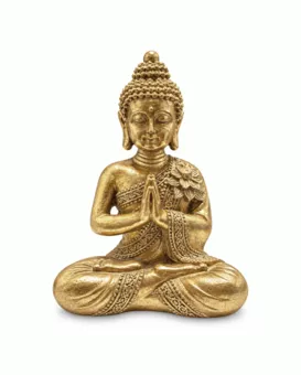 Golden Resin Buddha Namaste Statue 14 cm