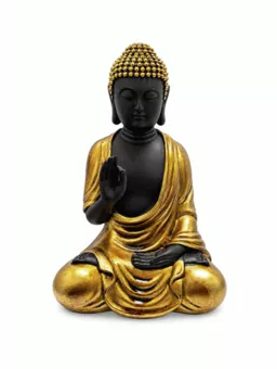 Black and Gold Resin Abhaya Buddha Statue 16 cm