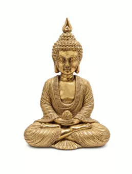 Golden Resin Meditation Buddha Statue 15 cm