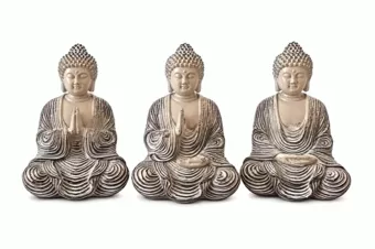 Set of 3 Meditation and Prayer Buddha Statues in Resin, 10 cm