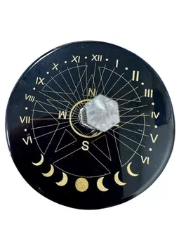 Black Onyx pentacle plaque with rock crystal 8cm