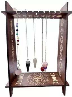 Brown wood divinatory pendulum holder