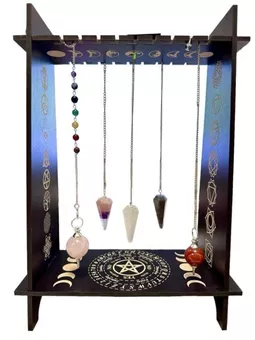 Black wooden divinatory pendulum holder