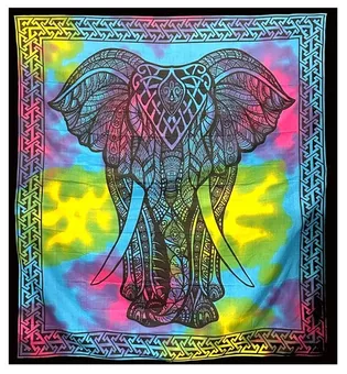 Elephant Tapestry Pink Turquoise Green