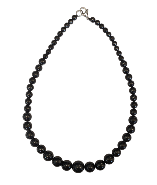 Black Tourmaline Necklace Drop Beads 6-14mm 45cm