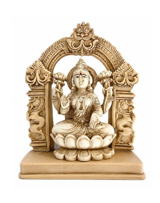 incense at Ivory and Gold Resin Lakshmi Goddess Statue 13cm
