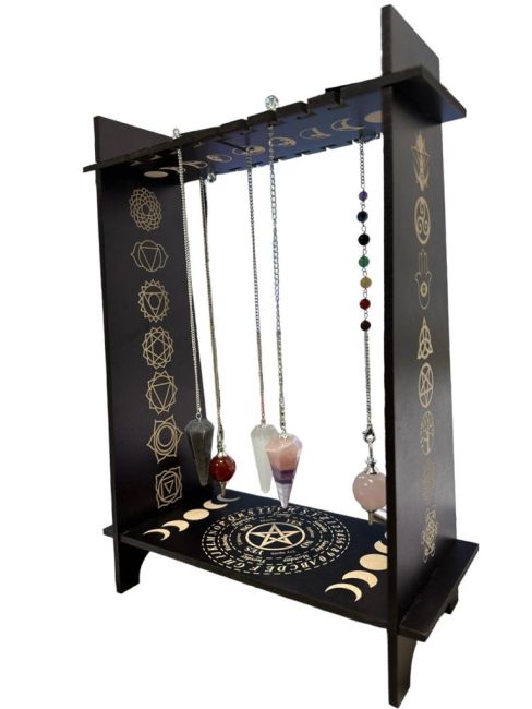 Black wooden divinatory pendulum holder