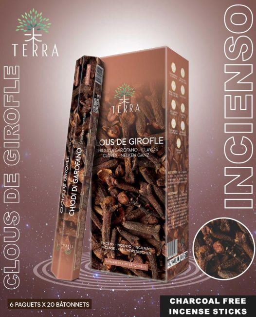 Terra clove hexa incense without charcoal 30grs