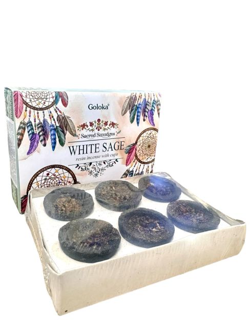 Goloka charcoal tablet with White Sage resin