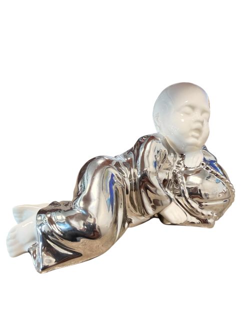 incense at Ceramic sleeping monk 18cm