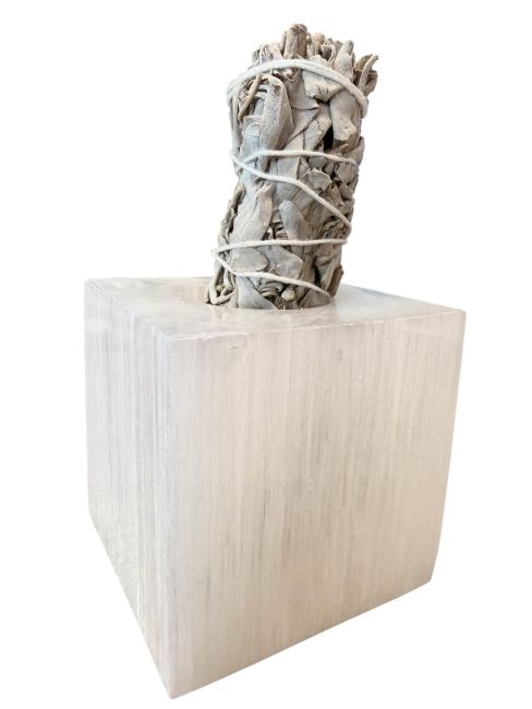 incense at Polished Selenite Cube Candlestick 7cm 0.7-1Kg|gb