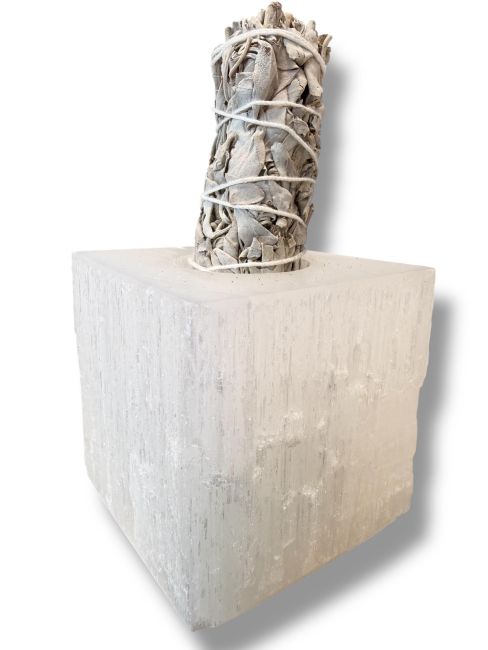 incense at Raw Selenite Cube Candlestick 7cm 0.7-1Kg|gb