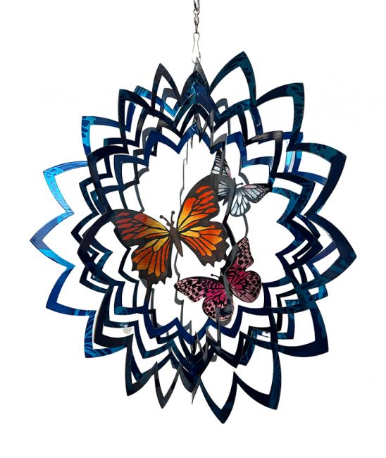 Wind chime 3D steel multicolored butterfly 30cm