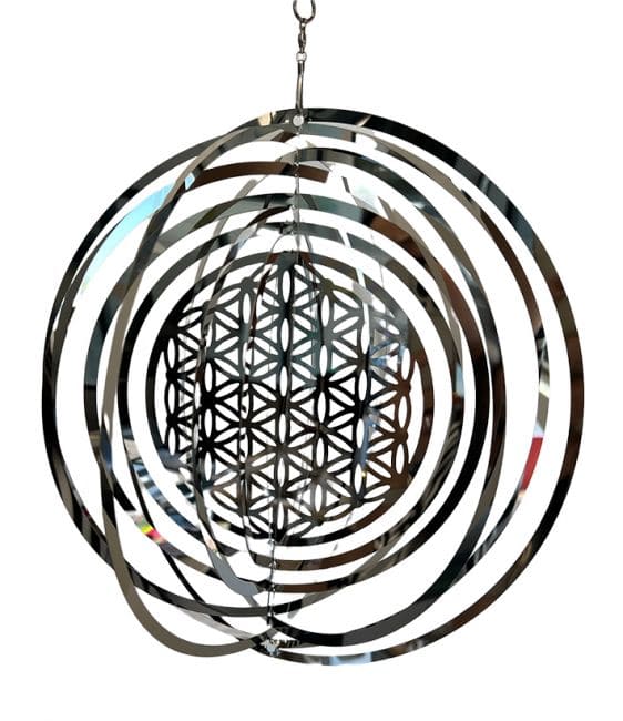 Wind chime 3D steel flower of life 15cm